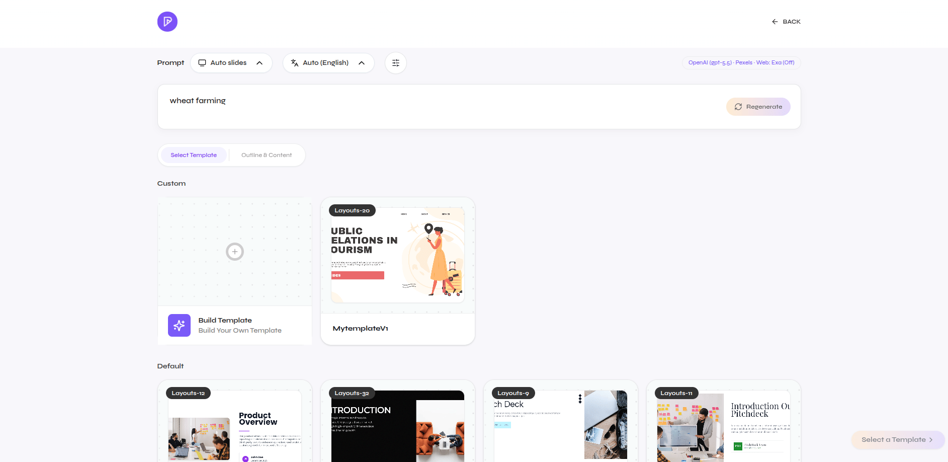 Open-source custom template area with Build Template and saved custom template