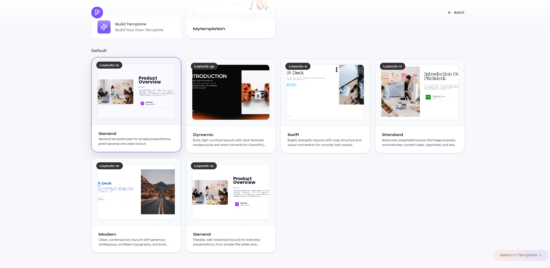 Open-source default template gallery