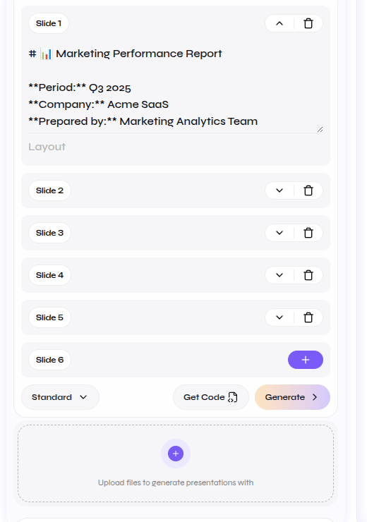Close-up of API Playground using Slide Specific Content with separate content blocks for each slide