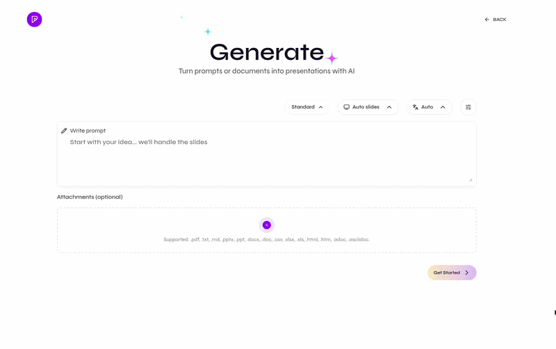 Selecting Standard and Smart presentation modes