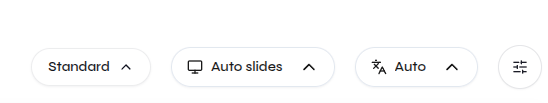 Open-source controls for Standard mode, slide count, language, and advanced settings