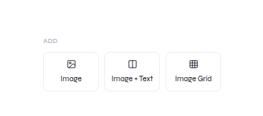 Images panel with Image, Image plus Text, and Image Grid options