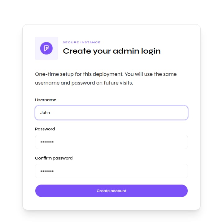 Close-up of the open-source administrator registration form
