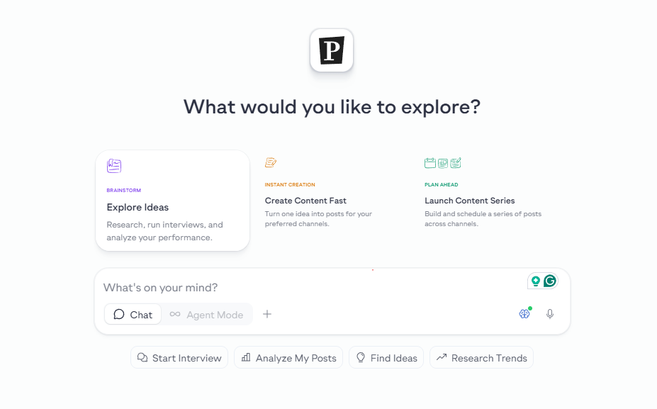 Pressmaster creation screen showing Brainstorm, Instant Creation, and Plan Ahead options