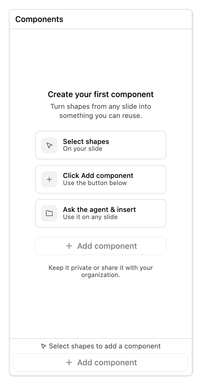 Empty state of the Components tab