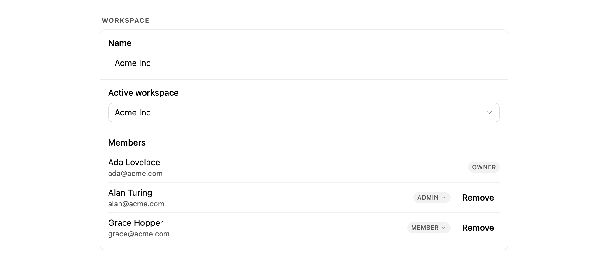 Workspace settings showing pending invitations