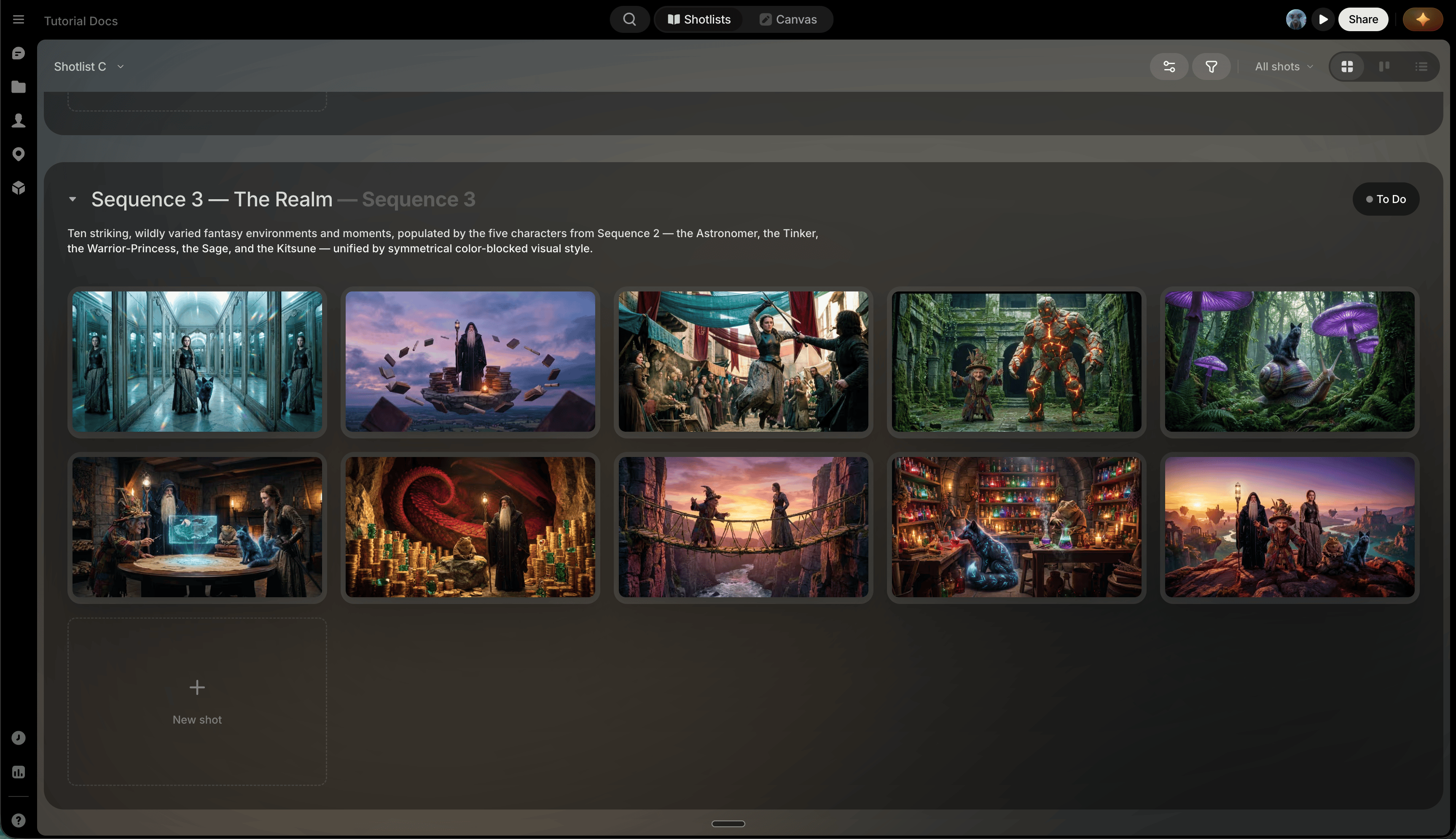 Shotlists Grid mode