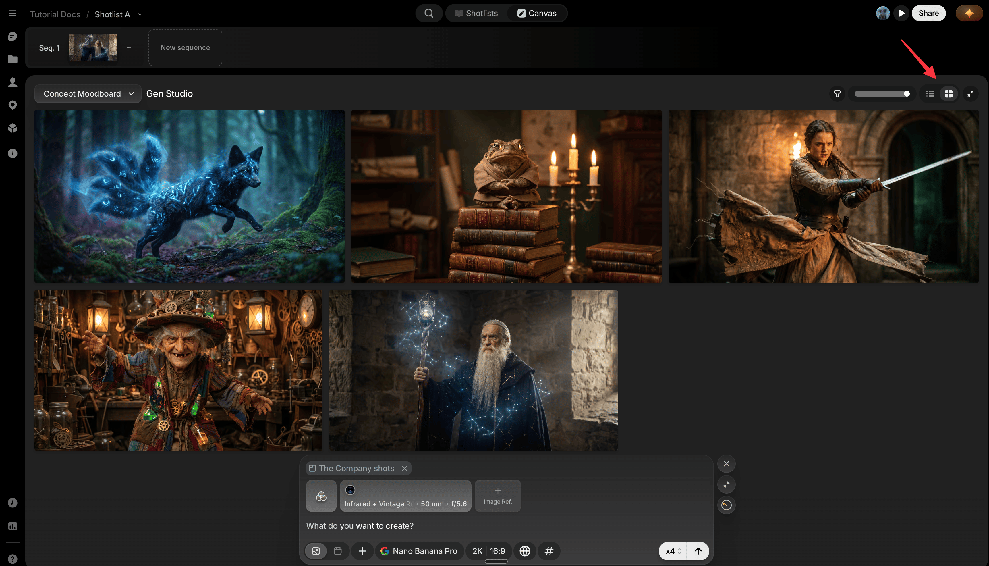 Gen Studio in Grid view
