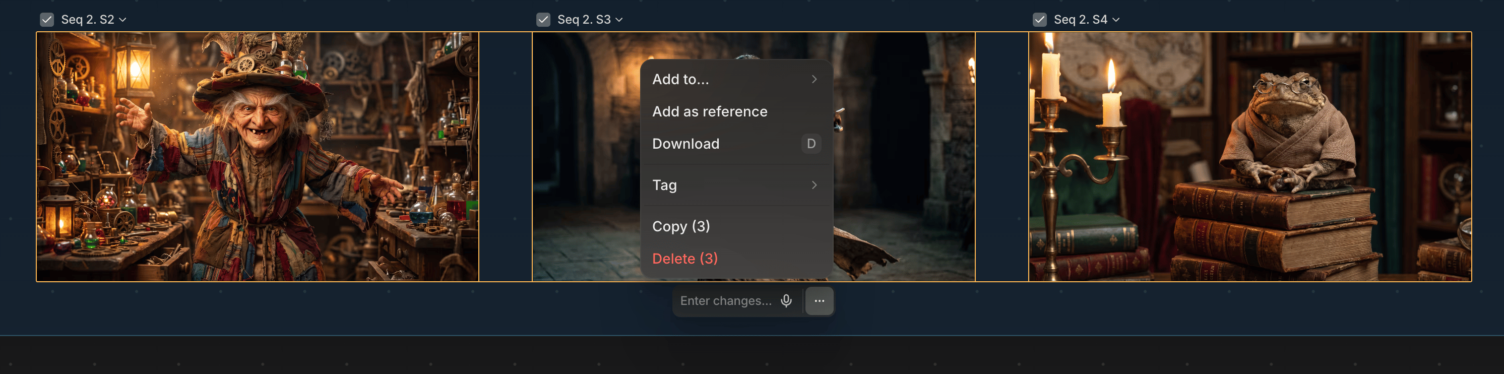 Multi-select toolbar and menu
