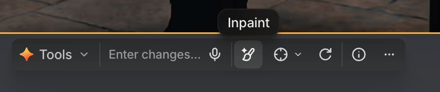 Inpaint button in the take toolbar