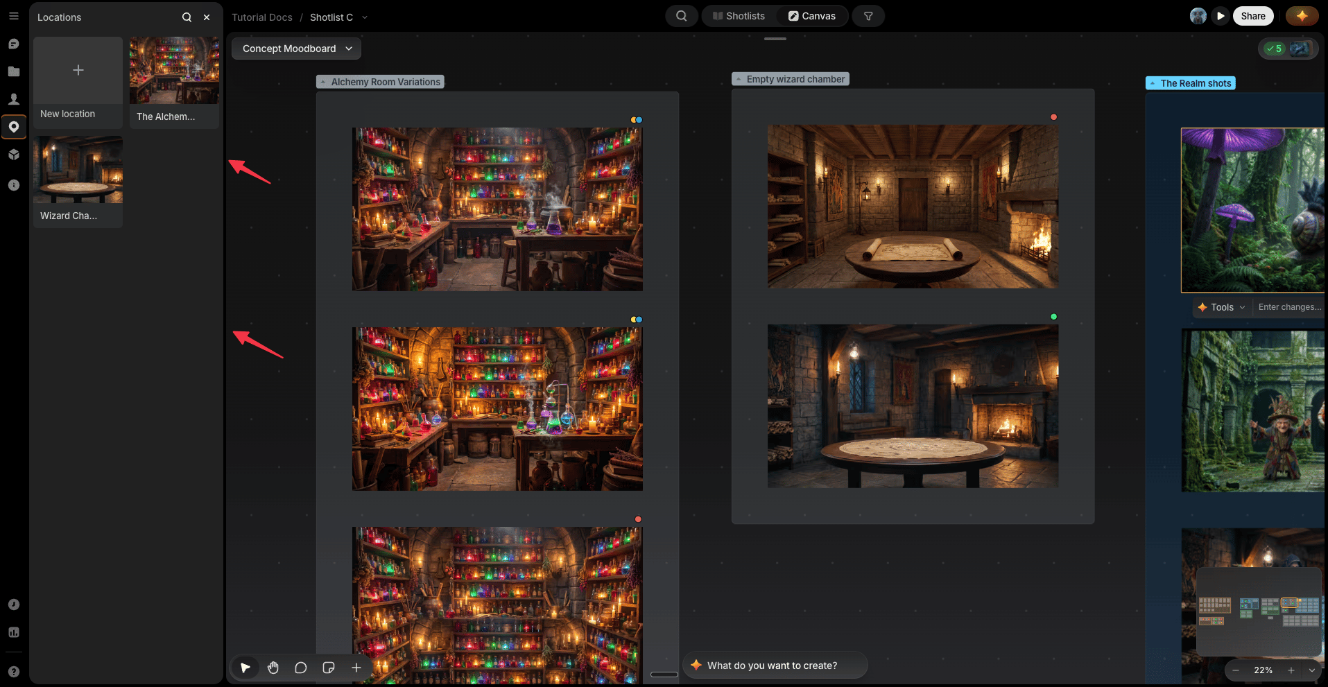 Library sidebar with panel-switcher icons