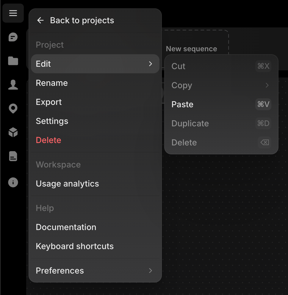 Project menu