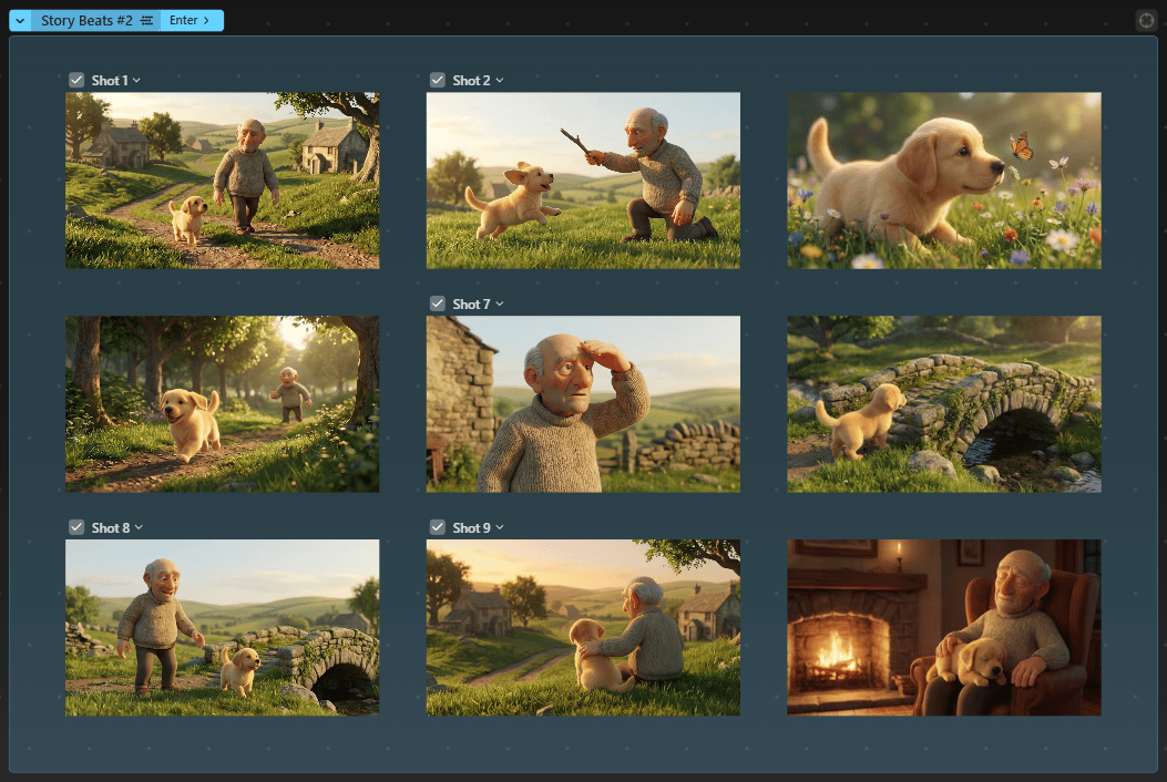 Groups organizing assets on the Preview canvas.