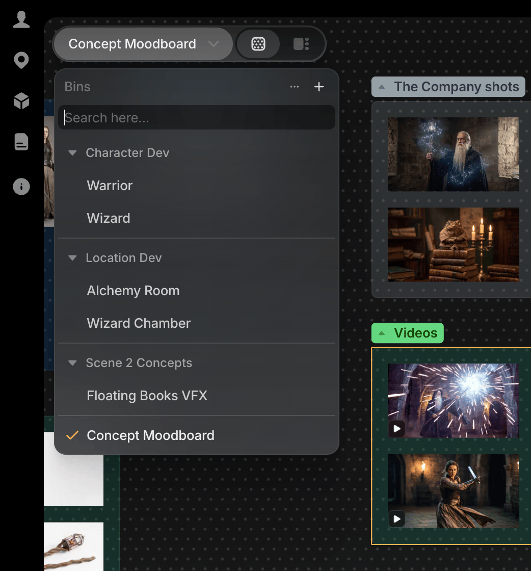 Canvas picker with sections