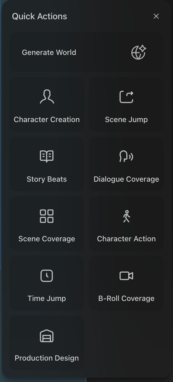 Quick Action Menu Quick Action Menu