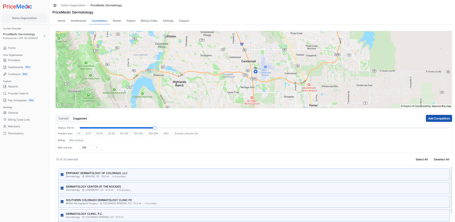 Competitor Selection Interface