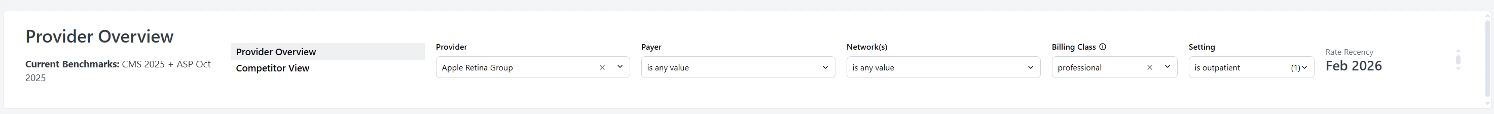 Provider Analysis Dashboard Filter Bar