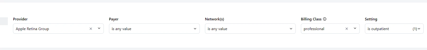 Provider Analysis Dashboard Filter Bar