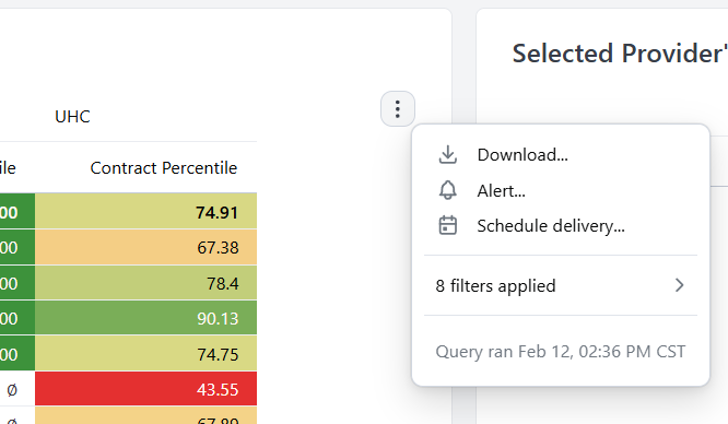 Provider Analysis Dashboard Download Menu