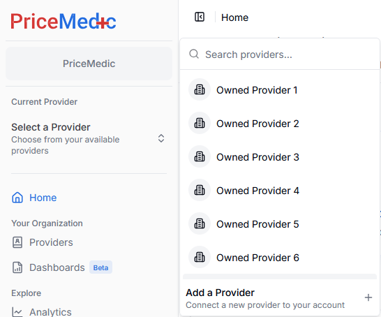 Add a Provider from Sidebar