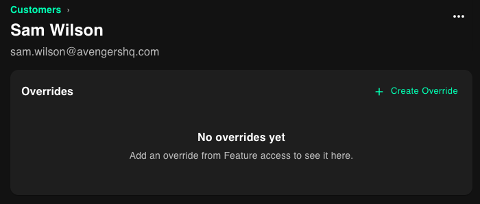 Customer override section in customer details page in PriceOS