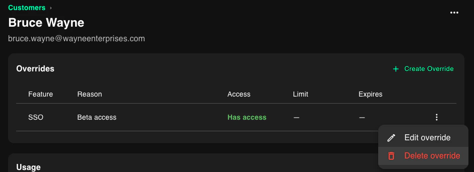 Deleting customer override menu option in PriceOS