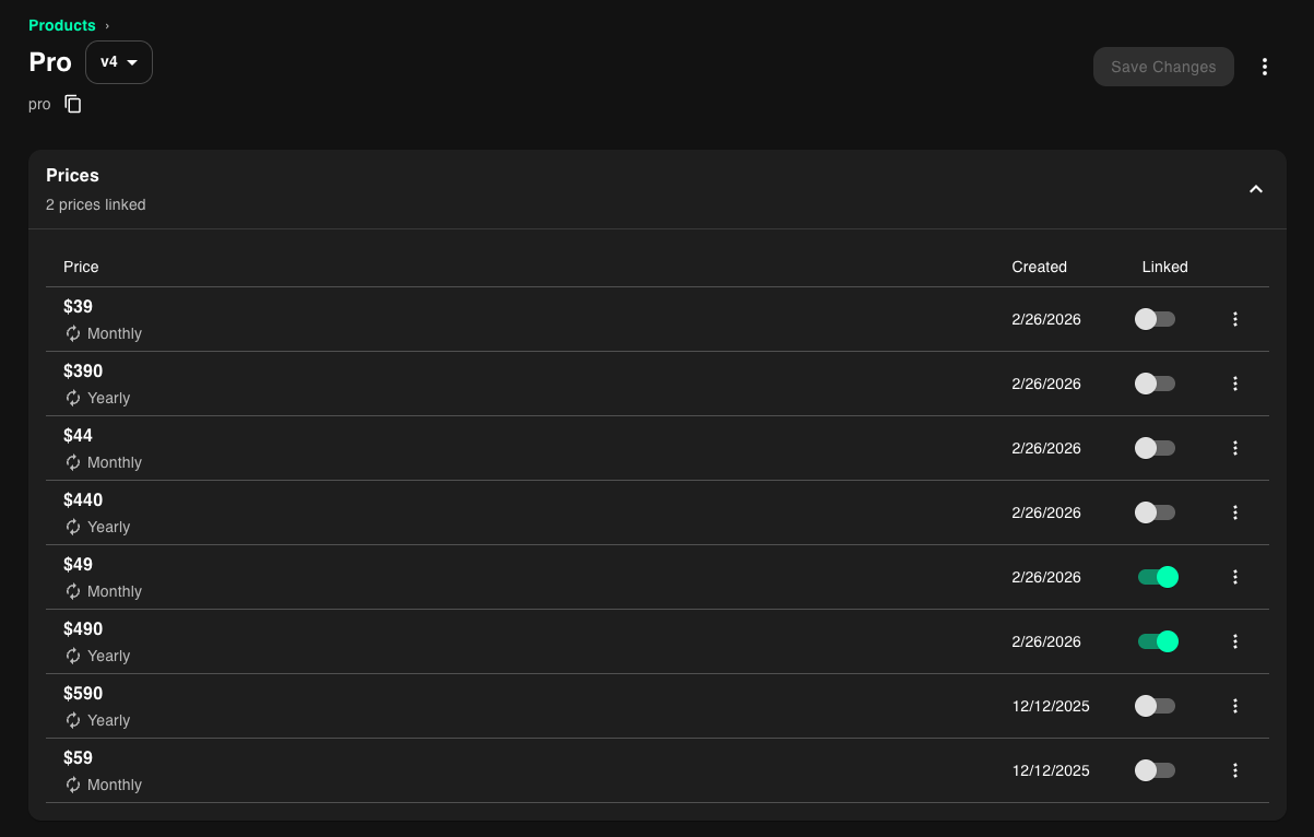 Linking Stripe prices in PriceOS product details page