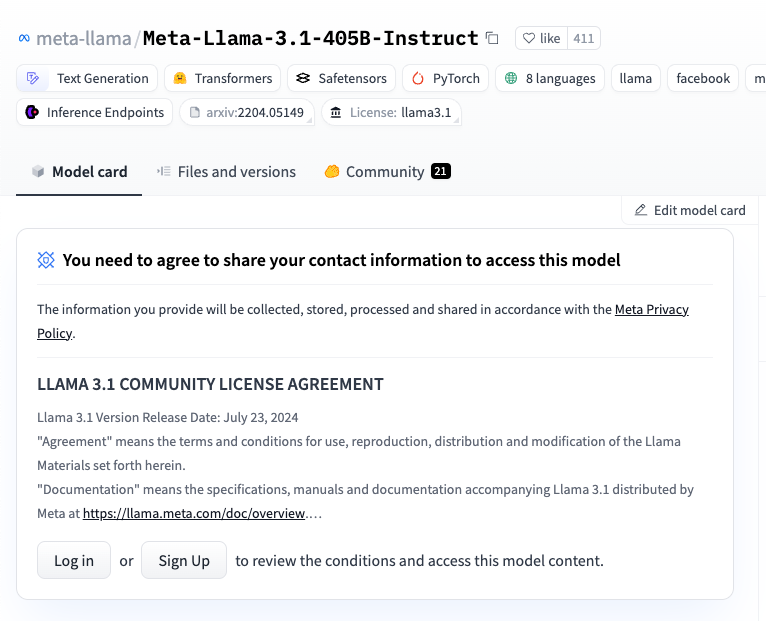 Llama 405B Gated repo on huggingface