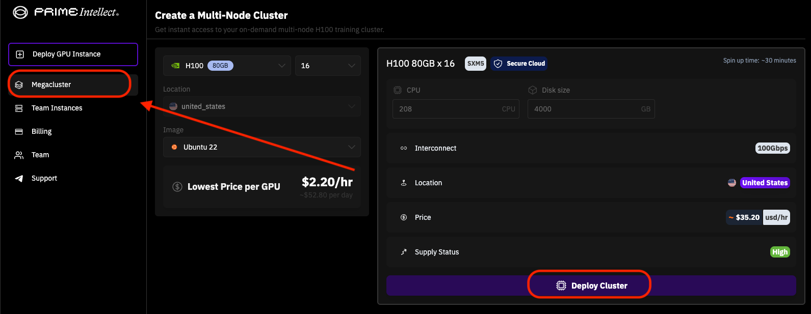 Select Multi-Node Cluster