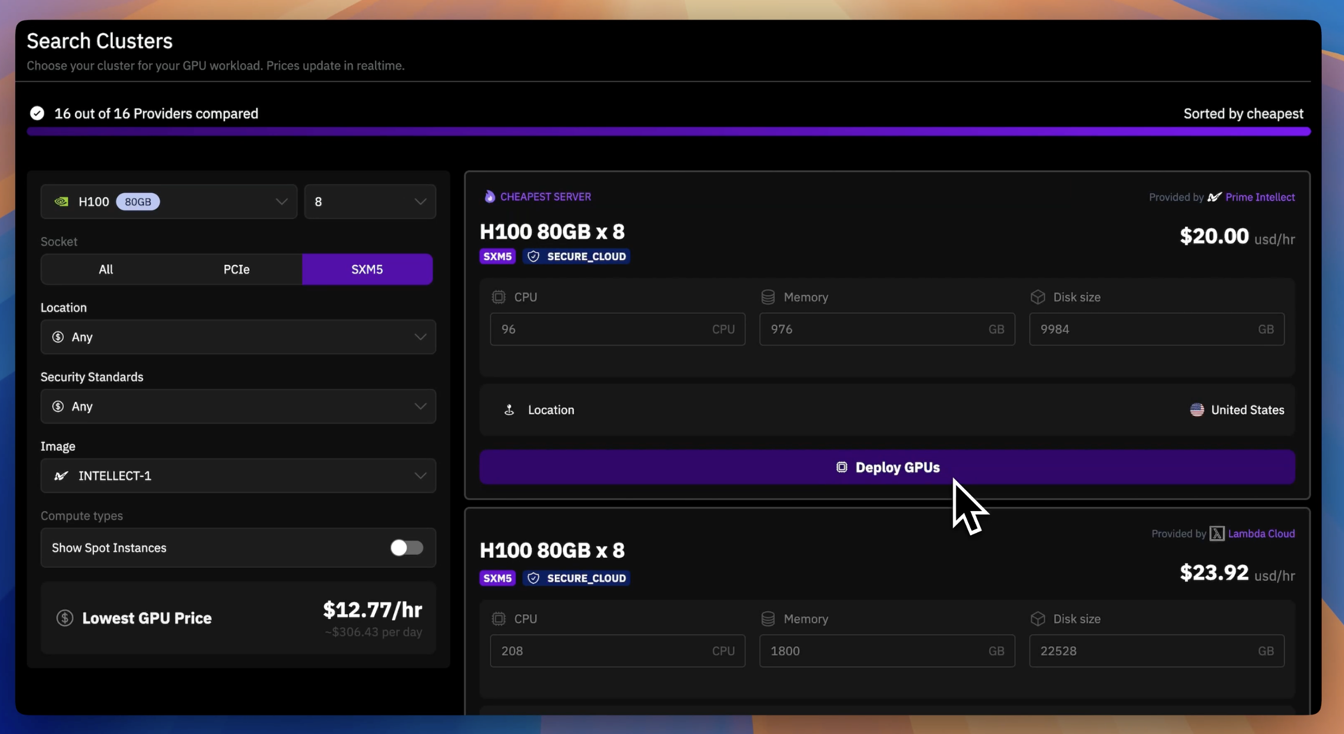 Select and Deploy GPUs