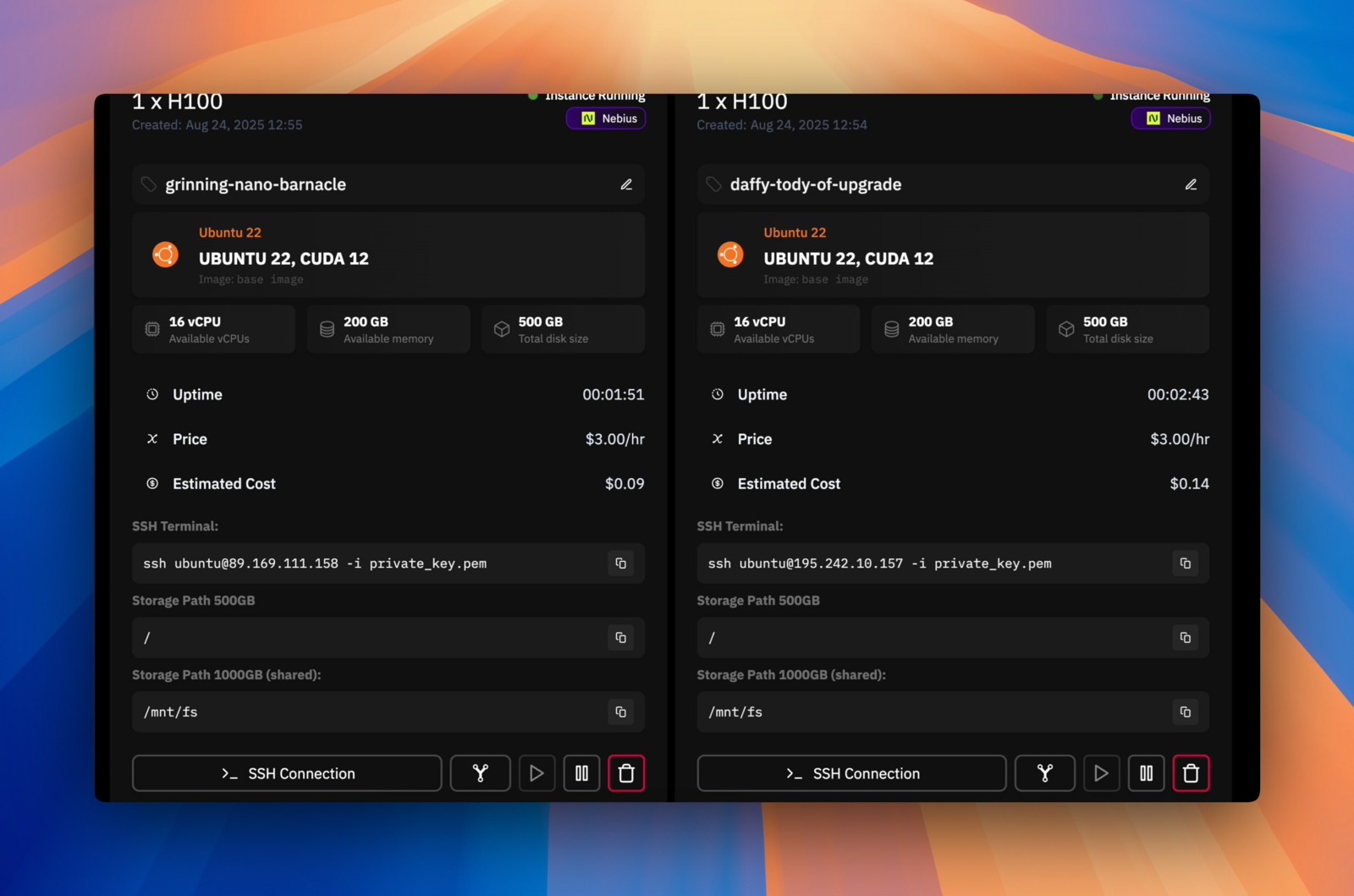 Instances with disks