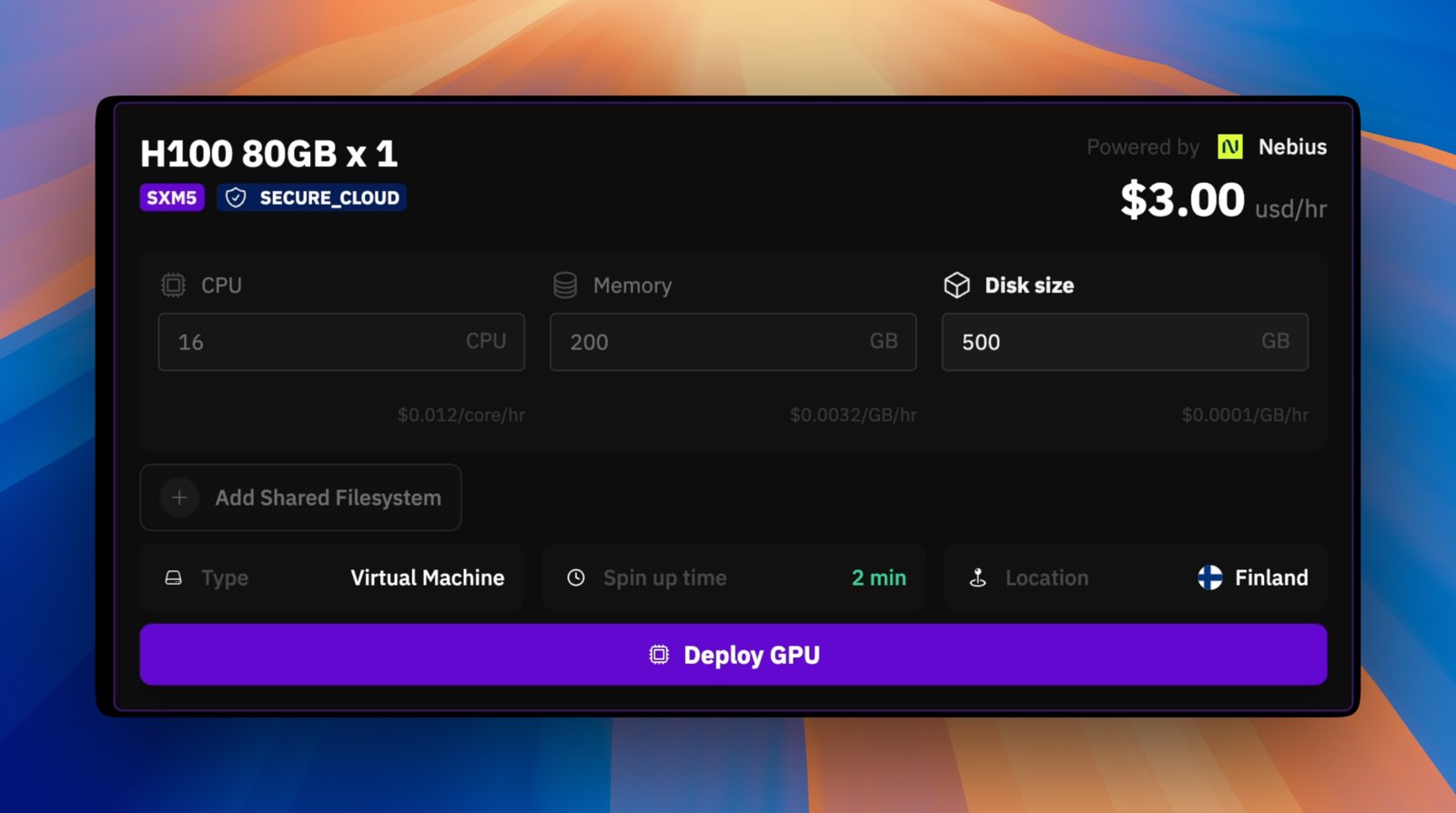 Instance with disk