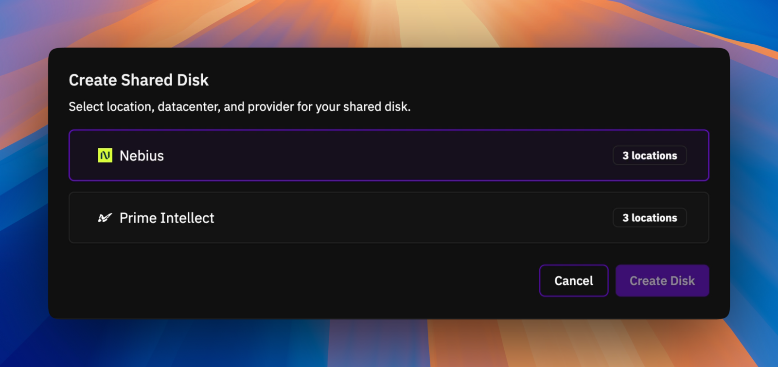 Select storage provider