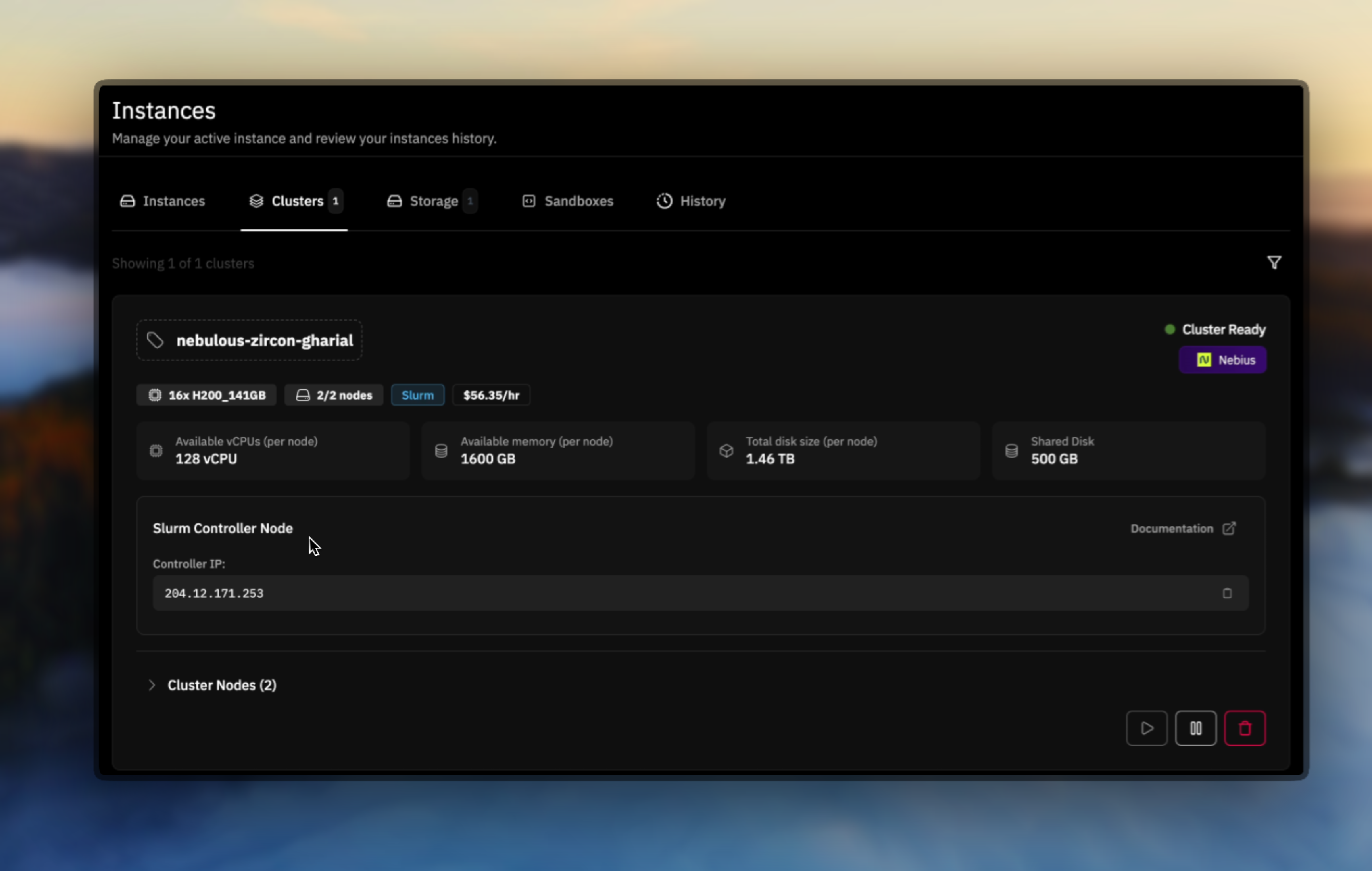 Controller node IP displayed in the UI