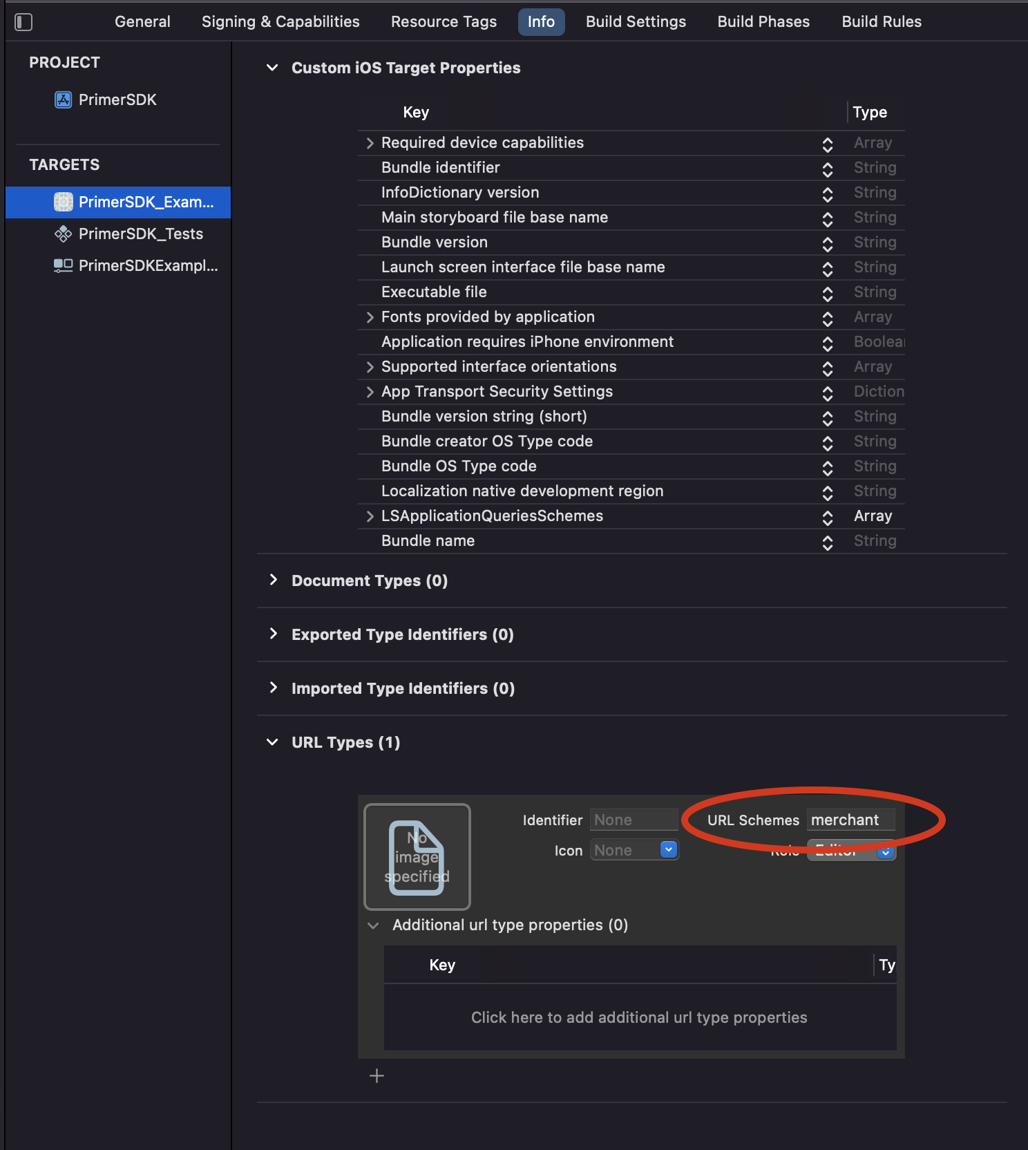 Adding URL scheme in Xcode