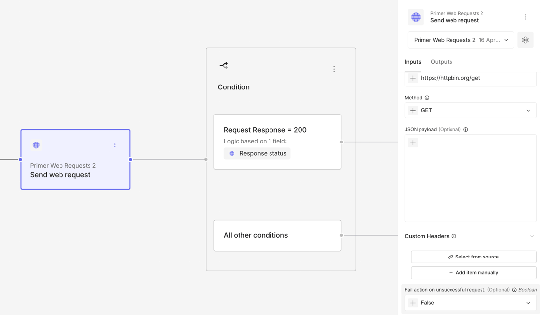 Request Actions Example Send web request Action - Primer