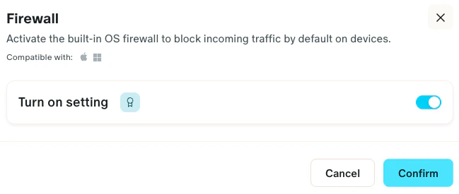 Captura de pantalla: Firewall incorporado