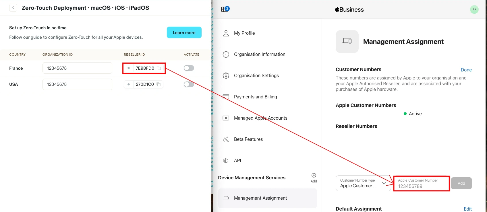Screenshot: Device Orders with Zero-Touch