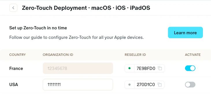 Screenshot: Device Orders with Zero-Touch