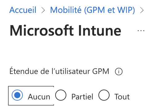 Captura de pantalla: Si ha conectado Intune y Entra ID