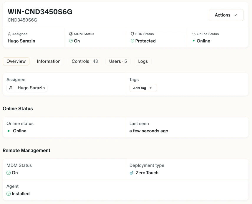 Screenshot: Remove an MDM manually from a device