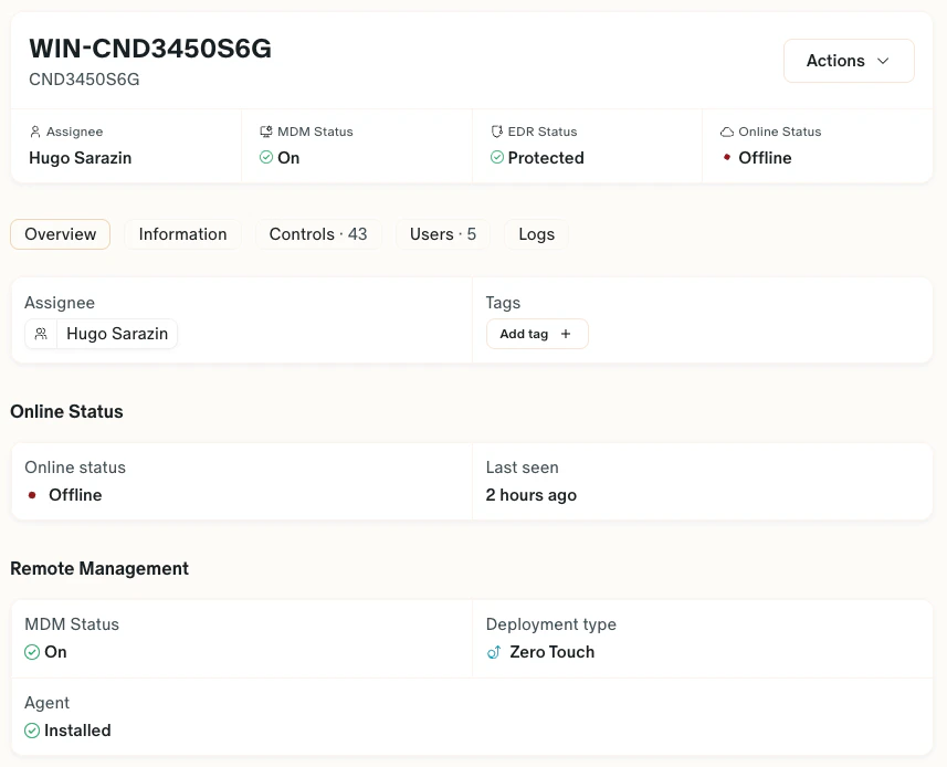 Screenshot: Remove an MDM manually from a device