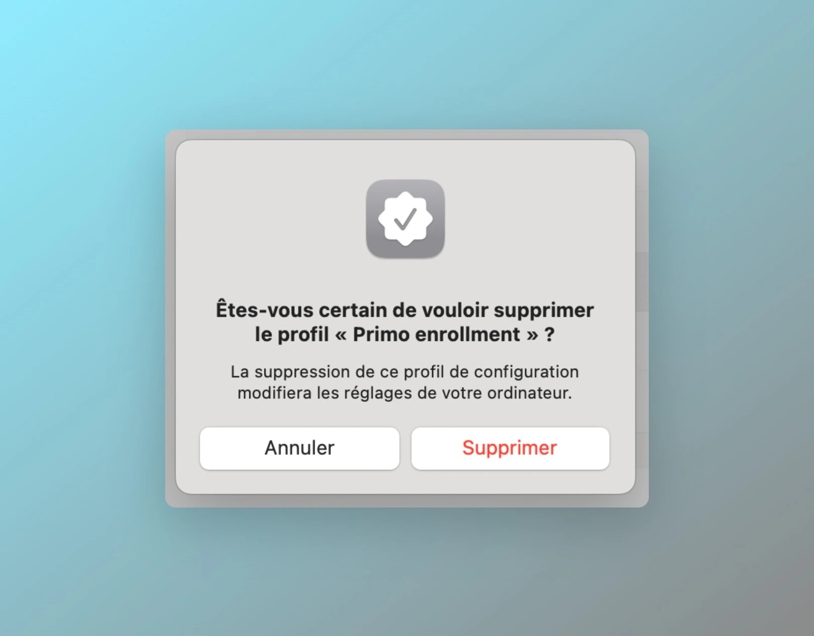 Screenshot: Uninstalling on MacOS