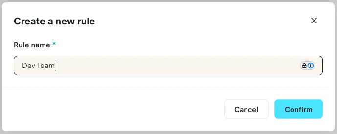 Screenshot: Create new Rules (optional)