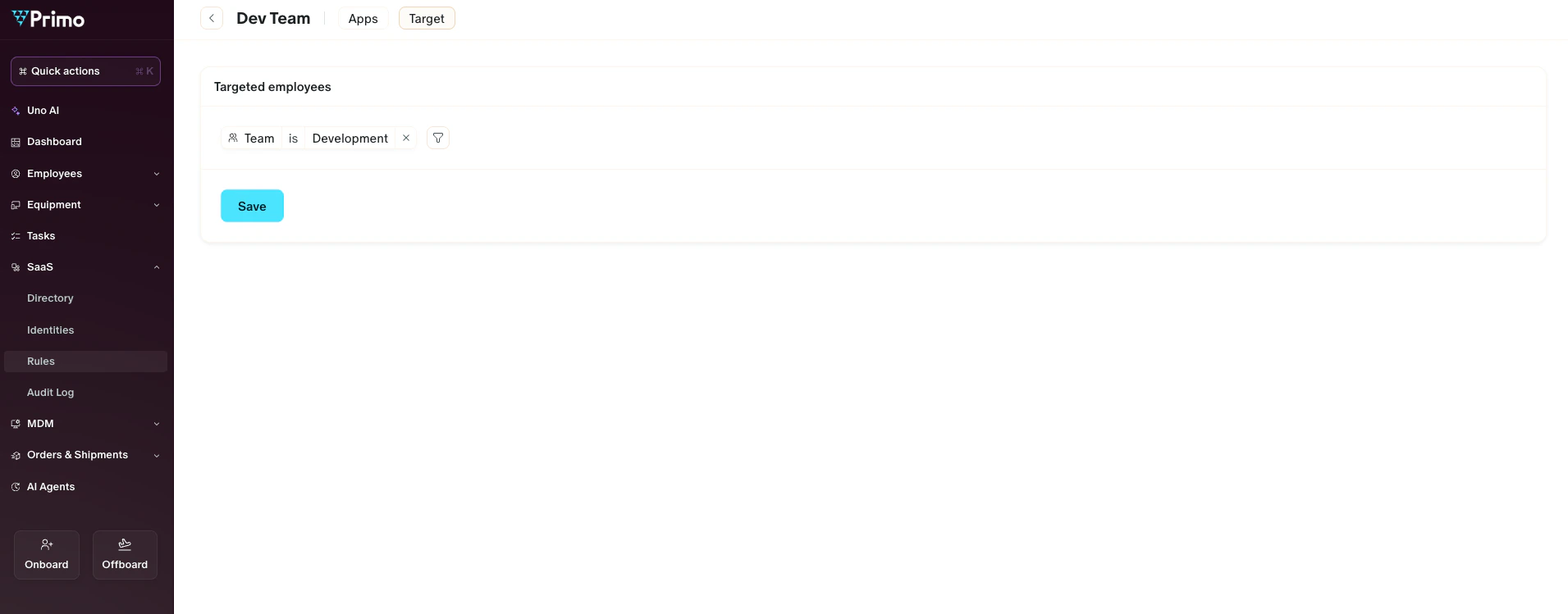 Screenshot: Create new Rules (optional)