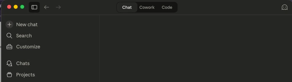 Claude Desktop sidebar with Customize option