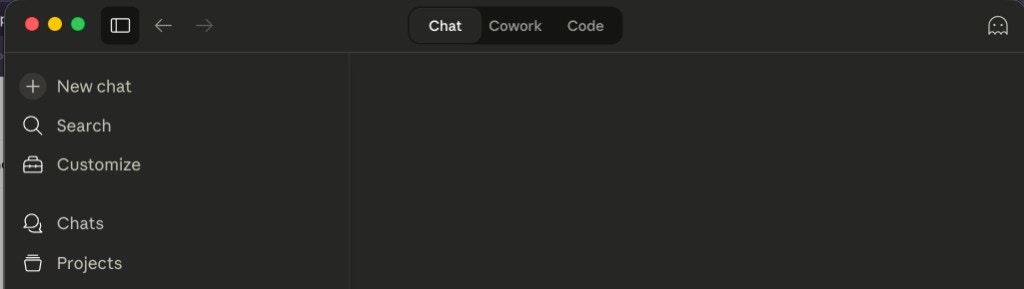 Claude Desktop sidebar with Customize option