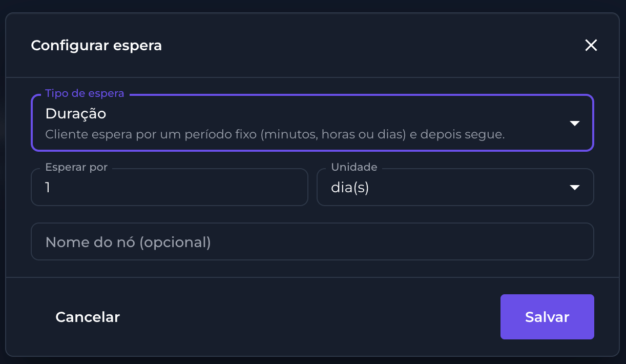 Configuração do nó de espera