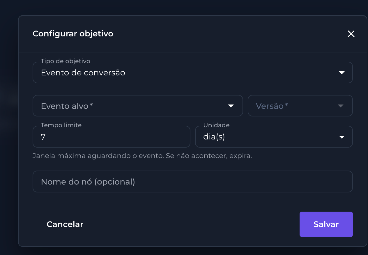 Configuração do nó de objetivo
