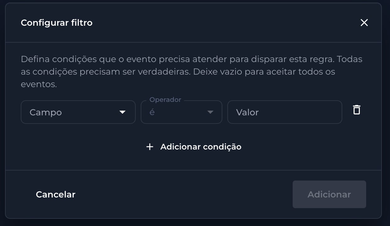 Modal Configurar filtro